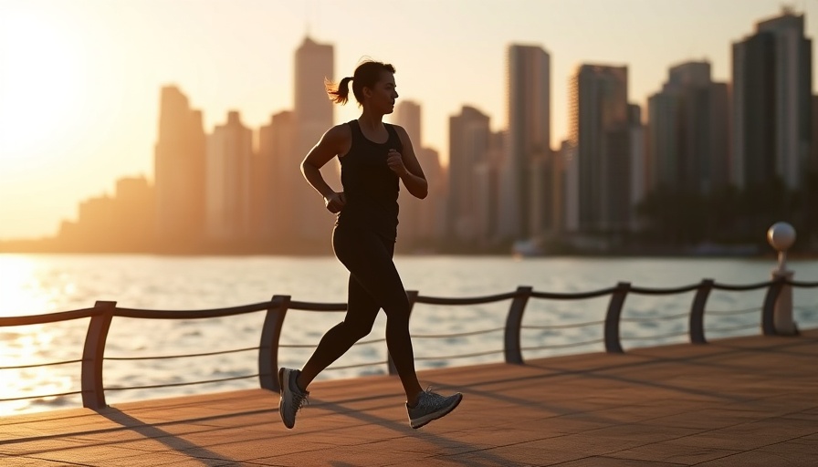Jogging at sunrise by waterfront showing exercise benefits