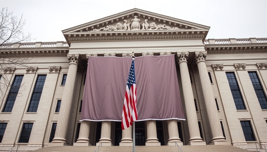 USDA building facade with portrait banner and American flag