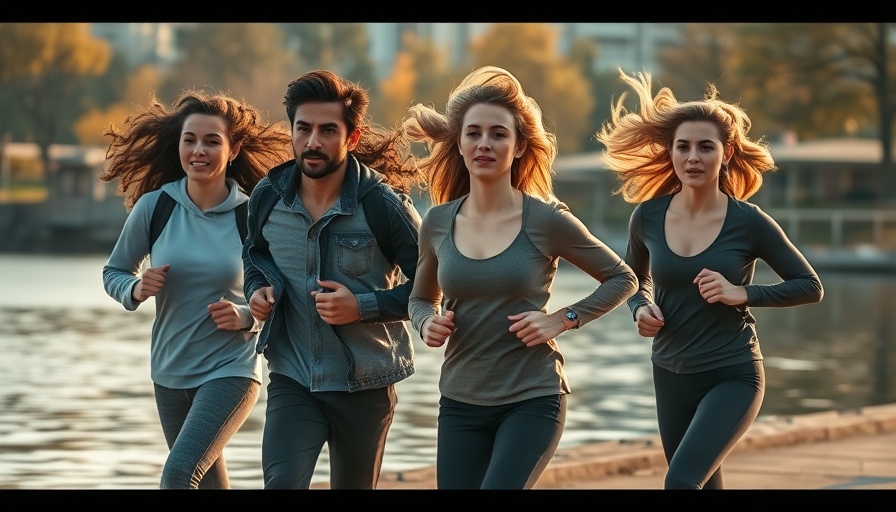 Group running tips for Global Running Day by a lakeside, morning jog.