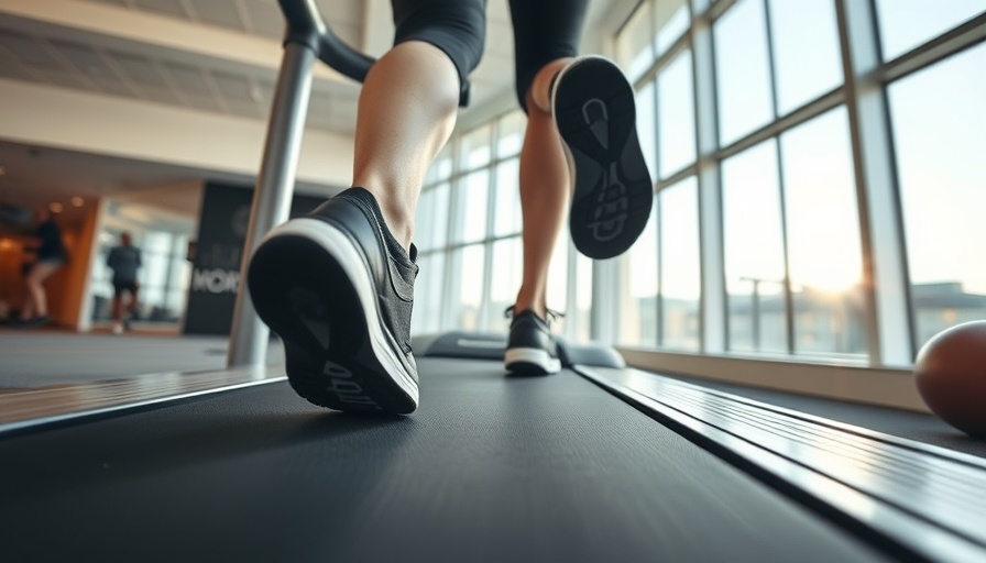 Dynamic treadmill workout scene in a bright gym for a 15-minute incline session.
