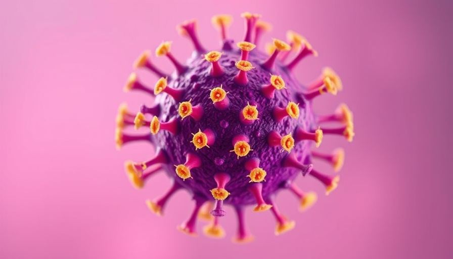 Detailed image of a purple virus particle highlighting ORVO outbreak health risks.