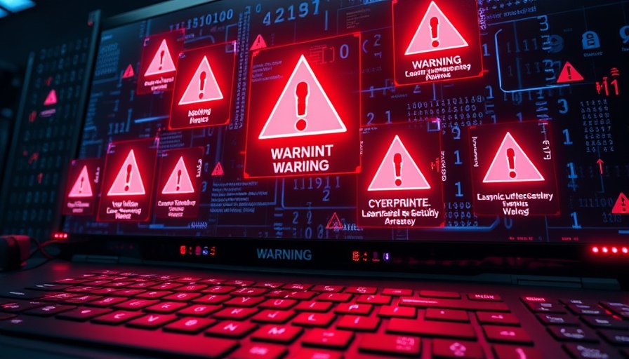 AMI MegaRAC Vulnerability alert with digital warning icons and keyboard.