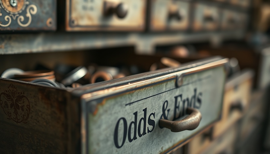 Vintage drawer labeled 'Odds & Ends', mens personal growth theme.