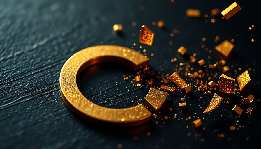 Golden copyright symbol breaking apart, symbolizing AI impact on copyright law.