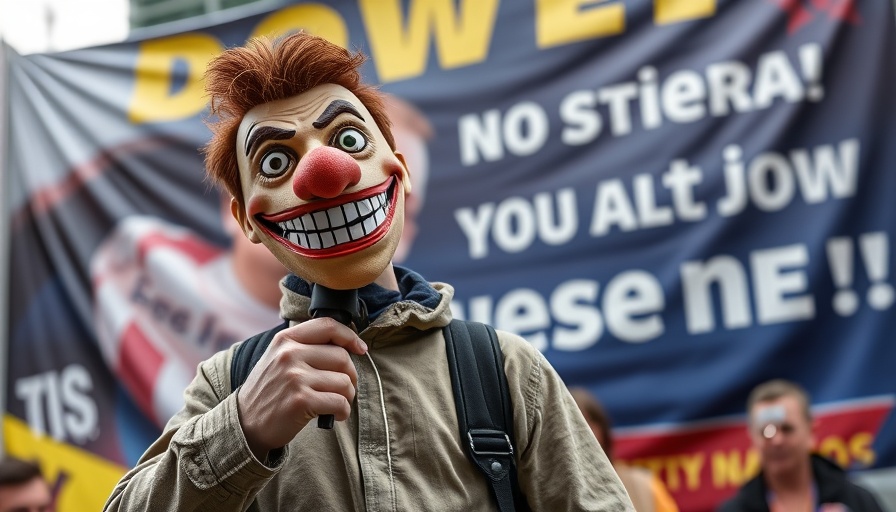 Protester with mask and puppet in Gaza ceasefire negotiations context.