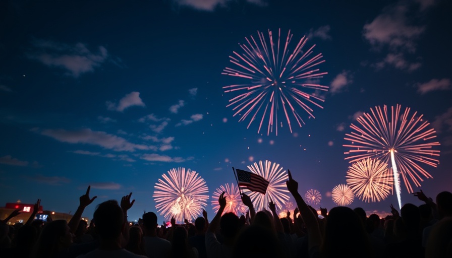 Freedom meanings July 4 celebration with fireworks and flag.