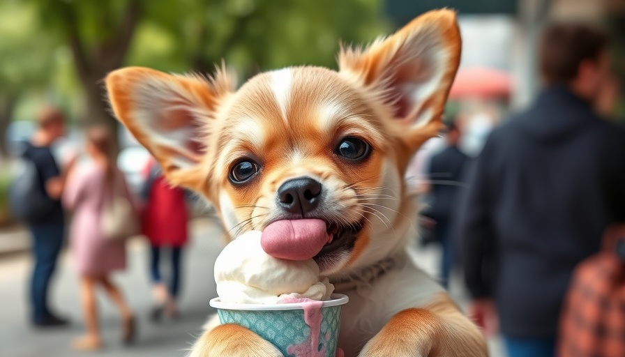 Playful dog enjoying ice cream at Atlanta local event.