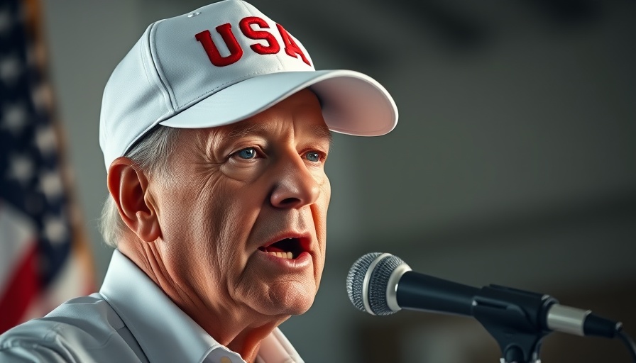 Speaker on tariffs on EU and Mexico wearing USA cap.