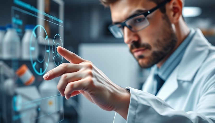 Scientist interacting with blood glucose gauge interface