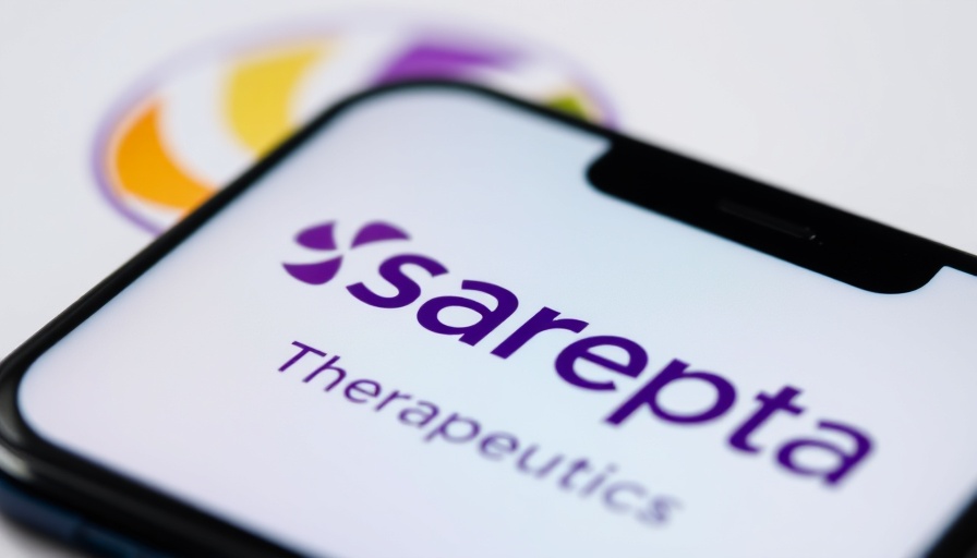Sarepta Therapeutics Gene Therapy logo on smartphone screen.