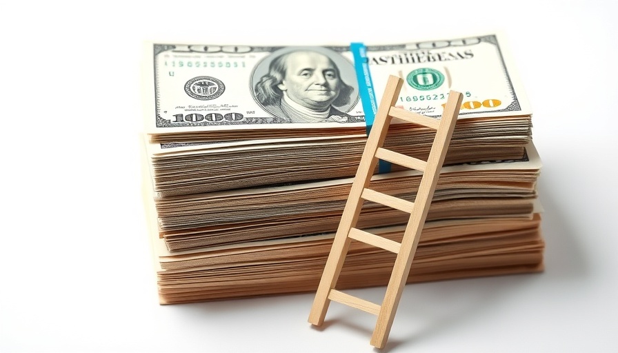 Stack of money with ladder symbolizing The 6 Levels of Wealth.
