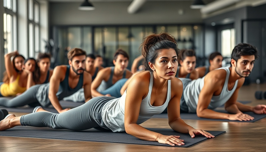 Group performing planks in gym, illustrating Copenhagen plank benefits.