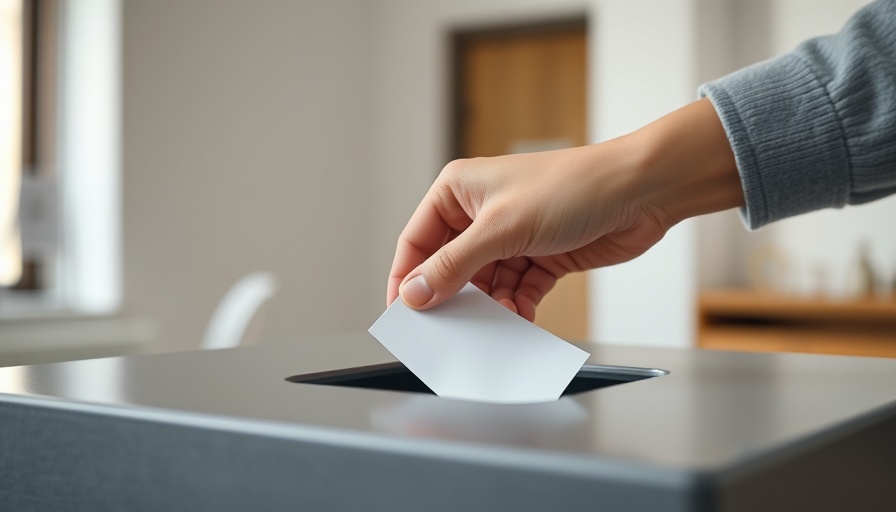 Close-up of hand inserting ballot into a drop box, Trump mail-in ballots ban.