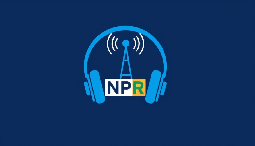 Blue NPR logo with headphones, radio theme.