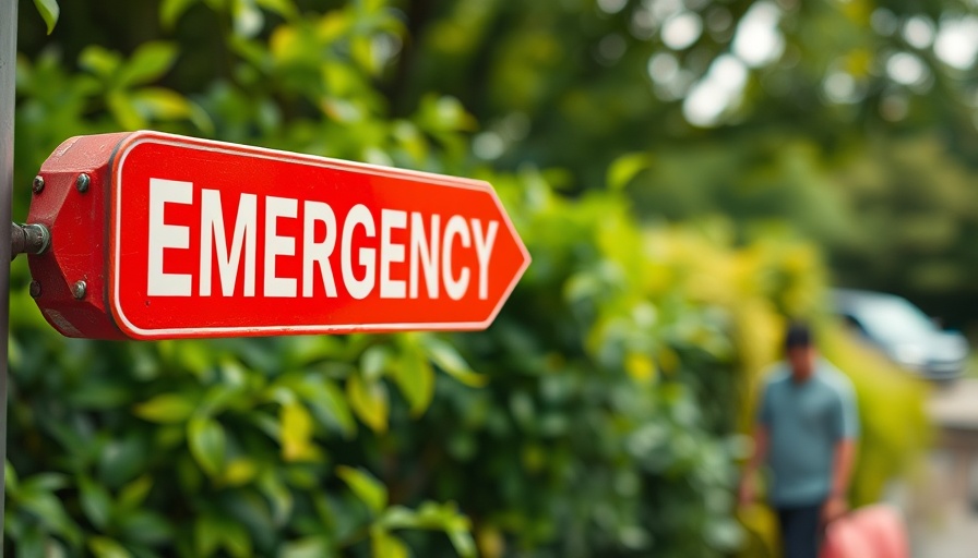 Emergency sign highlighting healthcare accessibility for men's health plague awareness.