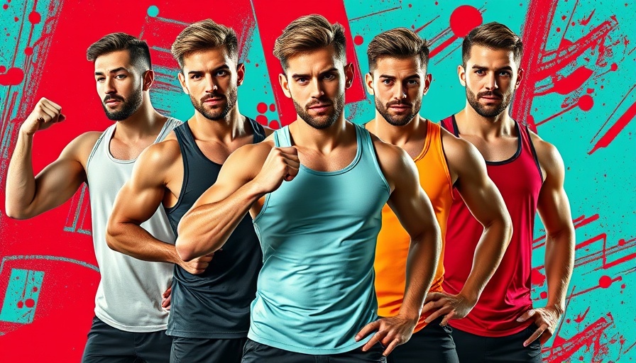 Stylish gym clothing brands for workouts showcased by confident men.