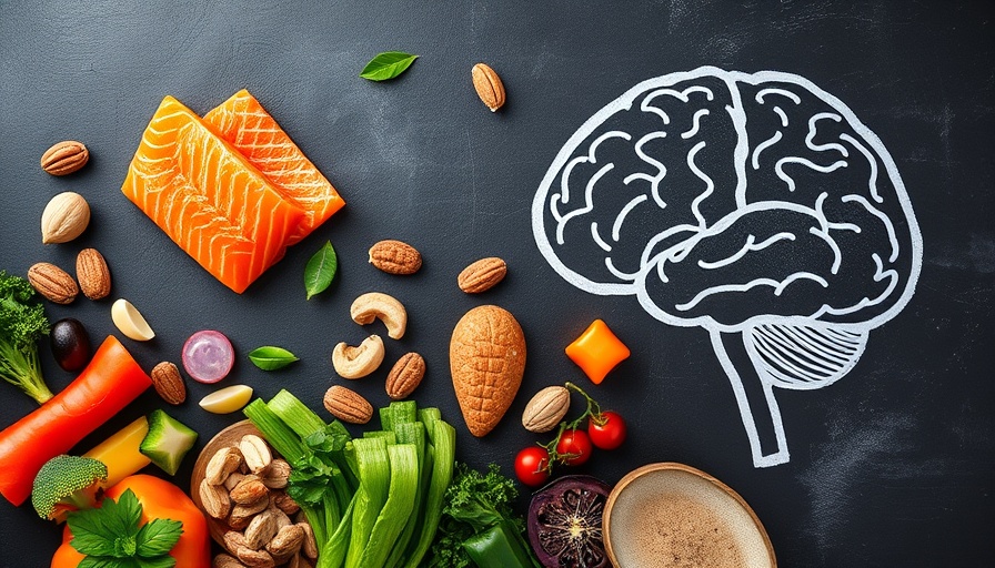 Creative healthy foods arrangement illustrating 'Can diet alone slow brain aging?'