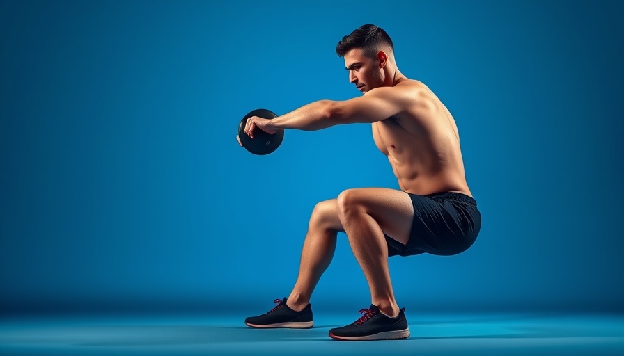 Athletic man performing knee and back pain exercises with dumbbell