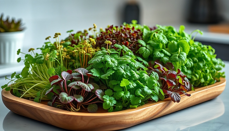Vibrant microgreens in a wooden tray, showcasing sustainable superfood.