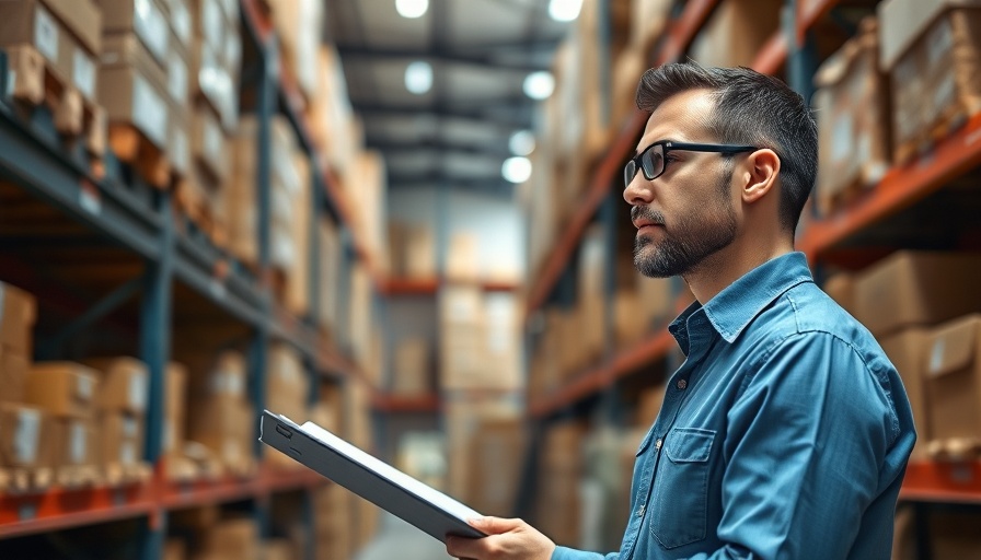 Warehouse manager using free inventory management software for small businesses.