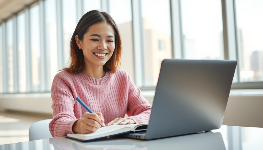 Woman brainstorming service business ideas at home on laptop.