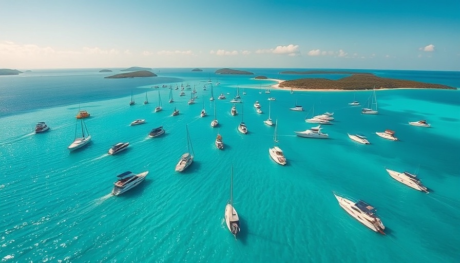 Aerial view of Bermuda's turquoise waters and boats on a sunny day