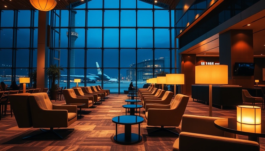 Elegant airport lounge seating at night for military members.