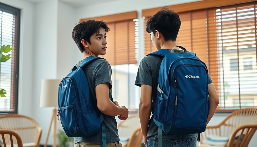 Young person reviewing Columbia Unisex Trek Backpack in casual indoor setting.