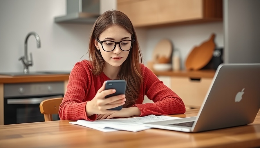 Woman using phone and laptop for Empower app review.