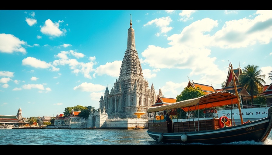 Wat Arun temple by the river under a blue sky, Digital Nomad Guide Bangkok.
