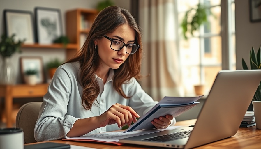 Woman analyzing financial documents for tariff impact calculator use.