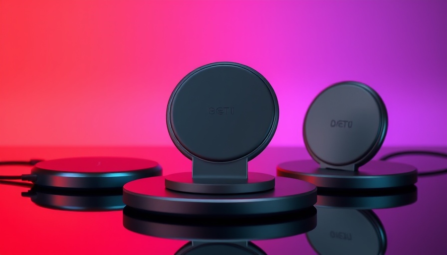 Modern wireless laptop charging options on gradient background.
