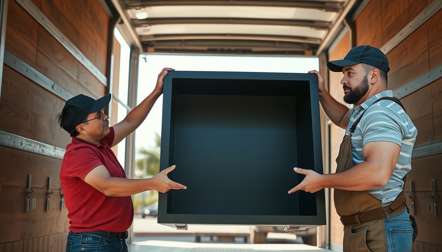 Movers lifting furniture into truck, moving out of state process.