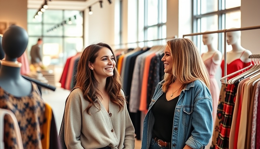 Friendly shopping scene supporting small businesses.