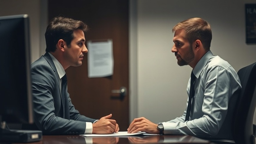 Manager discussing employee termination process in a confidential office setting.