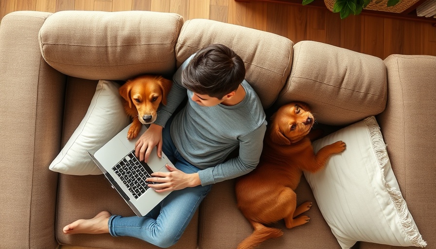Person using a laptop with dogs, TrustedHousesitters for digital nomads.