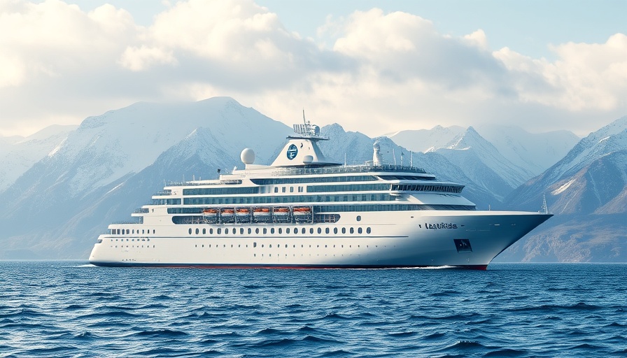 Antarctica cruise National Geographic Explorer near snowy peaks.