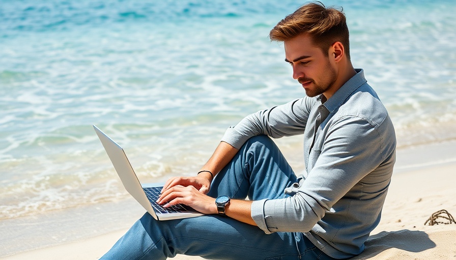 Digital nomad working on a beach - estimating money needed to become a digital nomad.