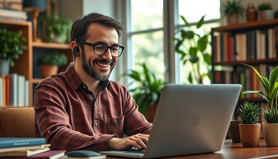 Smiling man working in home office, best accounting software for business type.