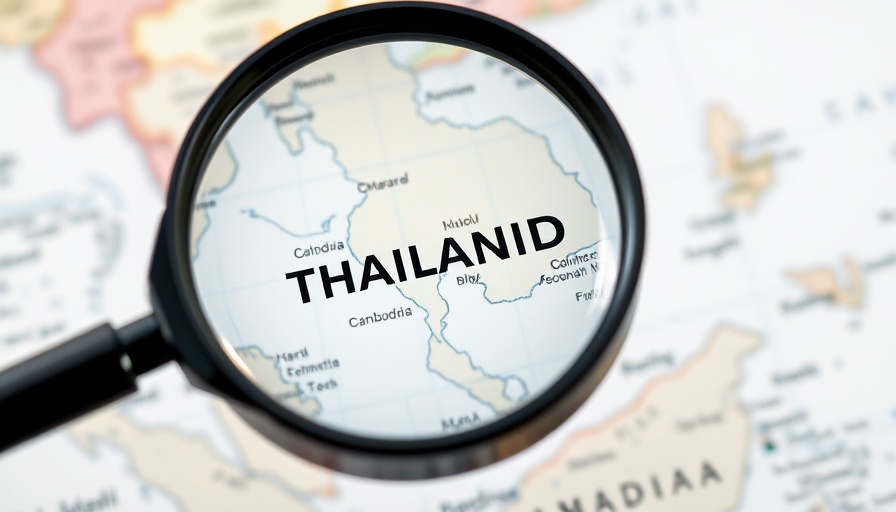 Magnified map showing Thailand Cambodia border tensions.