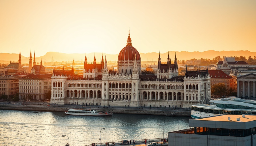 Hungarian Parliament at golden hour by the Danube for Hungary digital nomad visa.