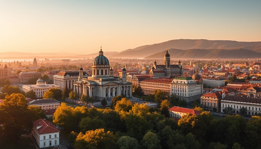 Aerial view of Sofia with Alexander Nevsky Cathedral and Vitosha Mountain, perfect for Bulgaria Digital Nomad Visa.