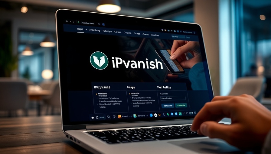 IPVanish VPN on laptop screen, user interaction, software interface.