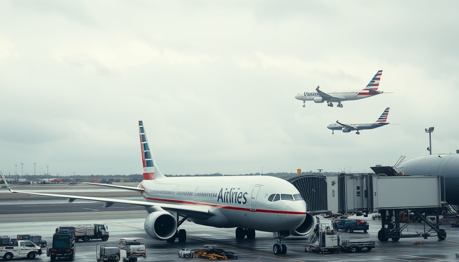 Airplane on tarmac with another taking off in cloudy sky