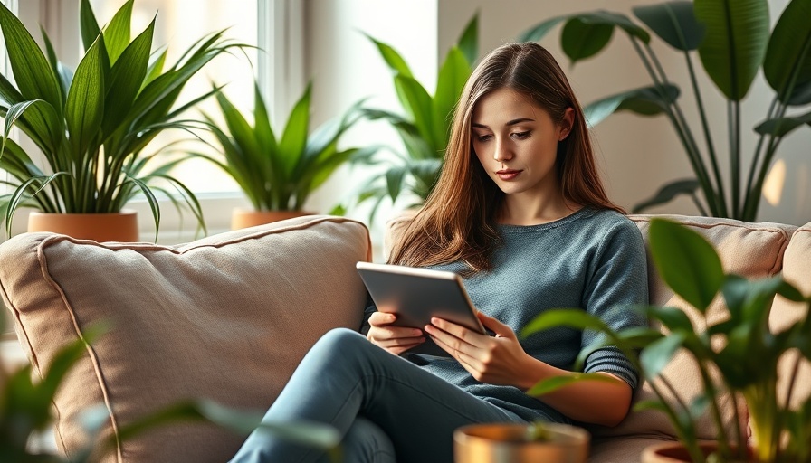 Woman using a tablet in a cozy setting, related to financial tools for small business.