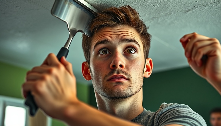 Man removing popcorn ceiling texture carefully.