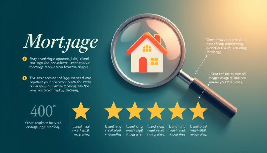 Infographic showing mortgage rates with house and ratings.