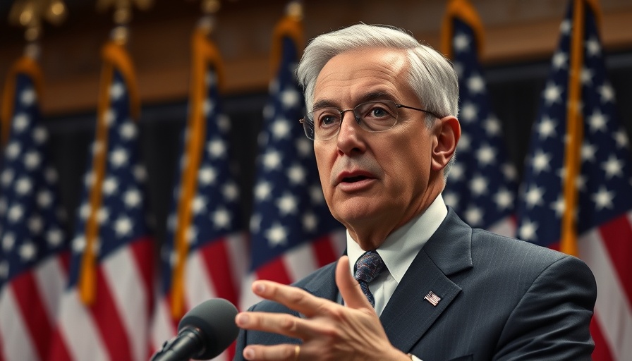 Fed rate cut's implications for small businesses are being discussed at a press conference with U.S. flags.
