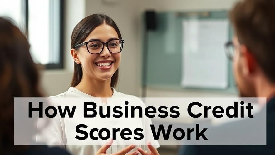 Smiling young woman presenting on business credit scores in a bright seminar.