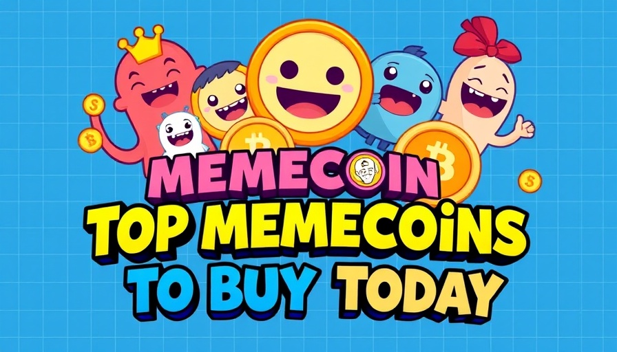 Cartoon meme coins on blue grid with bold text: best new meme coins to invest in.